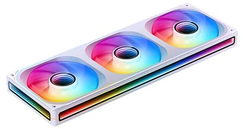 ​JONSBO ZA-360WR (Reverse) PC Case Fan,All(3)-in-One,Single Frame Unit with 3x120mm 3Pin ARGB Fans,PWM, Reverse Blade Silent with 4-Sides Infinity Mirror,Aluminum Nameplate,28mm Thick White