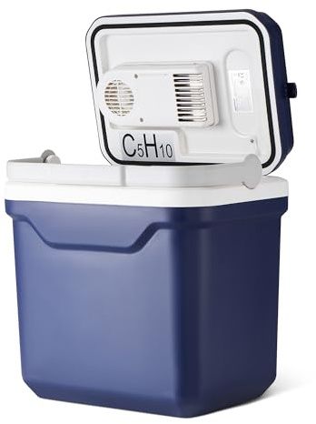 Amazon Basics Electric Cool Box, with Cooling and Warming Function, 12V DC/230V AC for Vehicle/Home Use, 24 Litres, Blue
