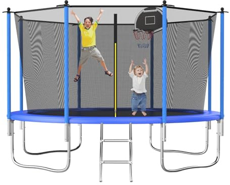 Outdoor Tranpoline with Safety Enclosure Net,Tranpolines with Basketball Hoop,OutNet Tranpoline and Tranpolines for Kids and Adults for Backyard Park-ASTM Approved