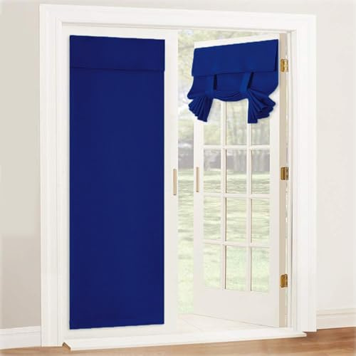 Kebinmaoyi French Door Curtain, Blackout Door Curtain, Polyester,Privacy and Decor, For Glass Door,Bedroom,Office,Navy Blue,50x72