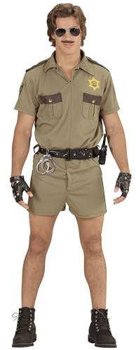 W WIDMANN MILANO Party Fashion - Costume de policier pour homme | Avec chemise, short et ceinture, policier de la police routière californienne pour le carnaval, les soirées à thème