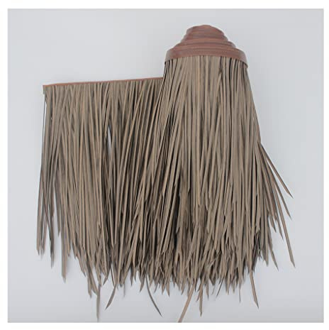 Palm Thatch Roll Artificial Thatch Tile Simulation Thatch Tile Plastic PE Straw Roof Thatched House Thatched Shed Wooden House Pavilion Decoration Man-Made Straw Roll(Yellow f,0.5x1m/1.64X3.28ft)