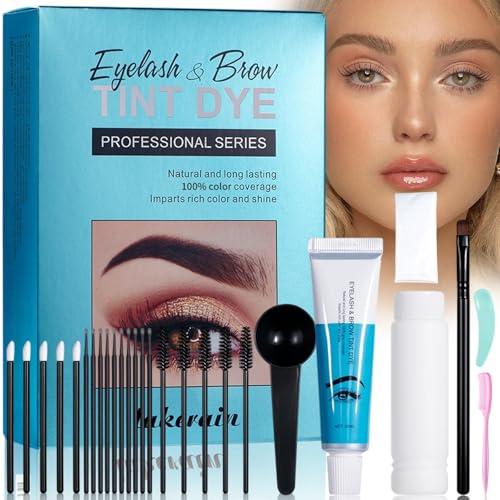 Kit di Tinta per sopracciglia 2 in 1,Set per la colorazione di sopracciglia,Colore Sopracciglia,Risultato Naturale e Duraturo Fino,Durevole,Salone e Uso domestico,Colore Caffè