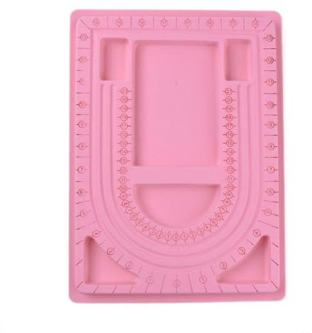 DanLingJewelry 1 st designbräda med rosa pärla, 33 x 24 cm, smyckesdesign, pärlbräda, bricka, gör-det-själv, hantverk, verktyg för halsband, armband, tillverkning kit
