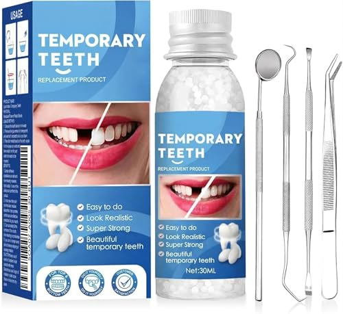 Temporary Tooth Filling, Tooth Repair Kit for Fixing Cracked or Damaged Teeth, Dental Care Kit with Cleaning Tools Easy to Use, Tooth Filling Kit (White)