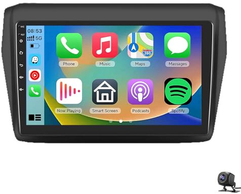 Autorradio de 9'' para Suzuki Swift 2017-2020, Apple CarPlay y Android Auto inalámbricos, Pantalla táctil HD, Radio portátil con navegación, conectividad Bluetooth y WiFi.