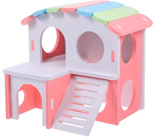 JEWEDECO Maison pour Cobayes et Chinchillas en PVC avec Rampe, Design Multi-Usage pour Améliorer Le Sommeil, Aire de Jeux pour Petits Animaux