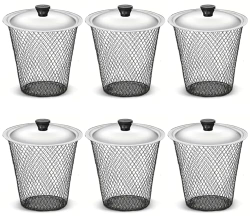 Compostiera per vermi con coperchio, 6 contenitori sotterranei in rete metallica per rifiuti di cucina e giardino, contenitore per compost esterno per decomposizione naturale, nero, 23 cm