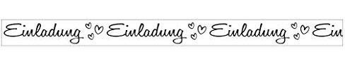 Ursus 590500120 - Masking Tape Einladung, weiß, ca. 15 mm x 10 m, Klebeband aus Reispapier, einseitig bedruckt, Lösungsmittel- und säurefrei, ideal für Kartengestaltung und Scrapbooking