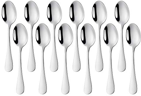 Meisha Teaspoons, Stainless Steel Tea Spoons Mirror Polishing Spoon Set Dishwasher Safe, Set of 12 - Silver
