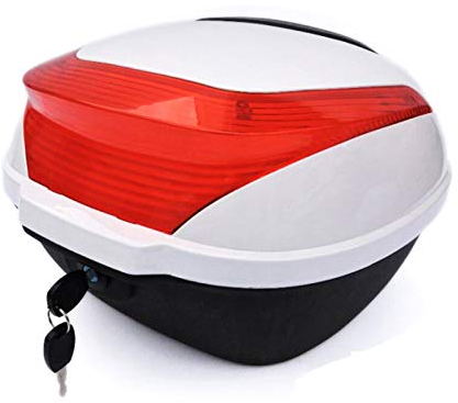 ZXCASDF Topcase Motorradkoffer, Hinterhelm Aufbewahrungskoffer,Top Case Box,Top Case Universal, Helmkoffer Für Roller, Motorrad, Mofa & Quad,Weiß