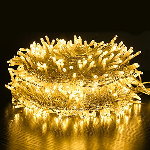 Rideau Lumineux, 100M Guirlande lumineuse, blanc chaud Lumière, 8 Modes d'Eclairage,Décoration pour intérieur et extérieur, Etanche IP44,Vacances Fête De Mariage Fée Guirlande Lumière (1000LED)