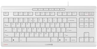 CHERRY STREAM KEYBOARD TKL, Teclado con Cable sin Teclado Numérico, Distribución de Teclado Europeo (QWERTY), Teclas Silenciosas, Experiencia de Tecleo Única, Blanco/Gris