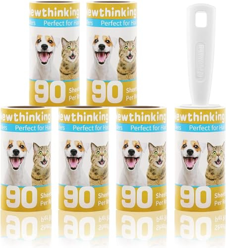 Newthinking Lint Rollers and Refills for Clothes, 540 Sheets of Lint Roller Refills and Handle, Extra Sticky Clothes Roller for Pet Hair Remover, 90 Sheets Per