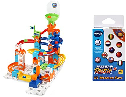 VTech Marble Rush - Adventure Set S100 – Für 4-12 Jahren & Marble Rush - 10er-Set MarBalls – Zusätzliche Kugeln für alle Marble Rush Murmelbahnen – Mit Länderflaggen – Für Kinder von 4-12 Jahren