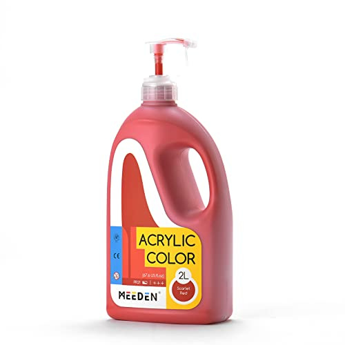 MEEDEN Scarlet Red Acrylic Paint with Pump Lid, 1/2 Gallon (2L /67.6 oz.) Heavy-Body Non-Toxic Rich Pigment Color, Perfect for Art Class, Wall Painting & Creative DIY