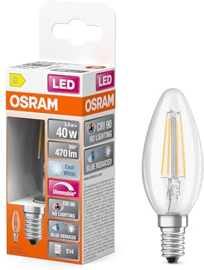 Osram Dimmbare LED-Lampen, Klassische Minikerzenform, Kaltweiß, 40 W-Ersatz