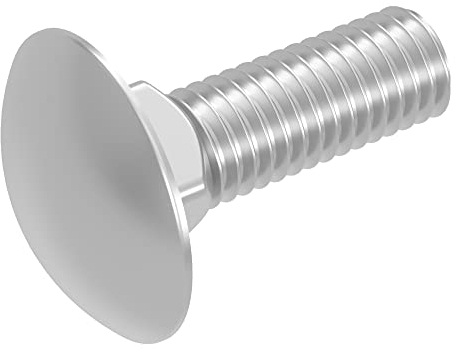 SECCARO Tornillos de bloqueo M8 x 25 mm, acero inoxidable V2A VA A2, DIN 603/ISO 8677, cabeza redonda plana con ángulo cuadrado, rosca completa, 20 unidades