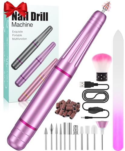 Nagelfräser, Fräser für gelnägel, Elektrische Nagelfeile 20000 U/Min Maniküre set elektrisch mit einstellbare Geschwindigkeit und Richtung für Gelnägel Acrylnägel Naturnägel Nagelhaut, nail drill