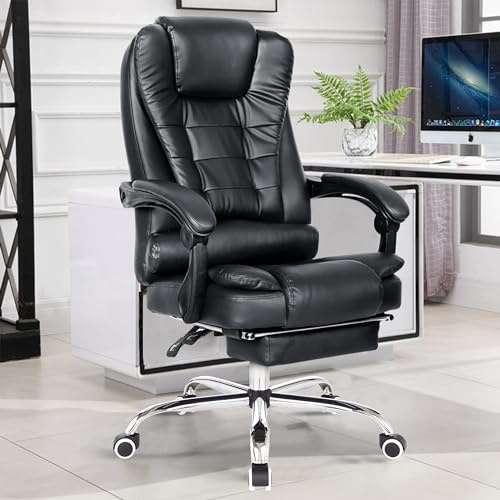 Blisswood Executive Office Chair For Home with Footrest & Lumbar Support Ergonomic Recliner Computer Desk Chair Adjustable Heavy Duty 360° Swivel Home Office with Tilt Function, Black