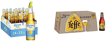 Bière Corona Cero 0.0% Pack 24 Bouteilles 33cl & Bière Leffe Blonde 6.6% Pack 28 Bouteilles 25cl