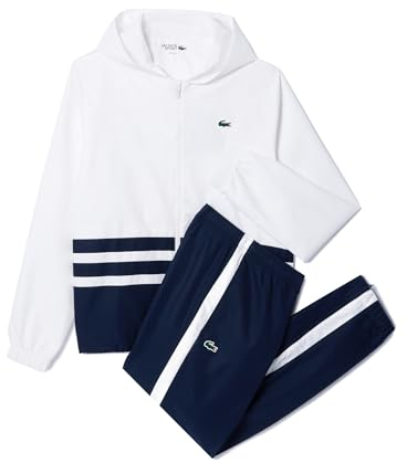 Lacoste SPORT - Herren Sportanzug, Weiß/Navy Blau/Weiß, L