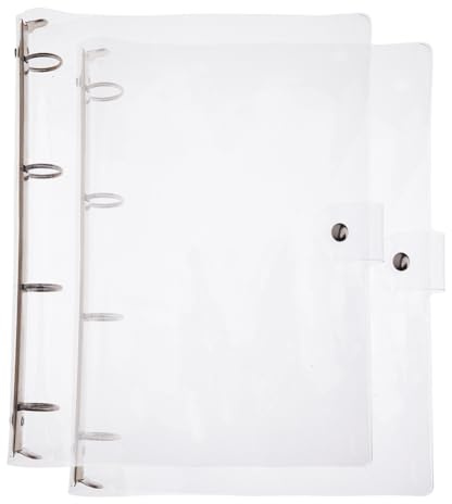 SUPERFINDINGS 2 Stück Transparenter A4 Notizbuchordner PVC Kunststoff Ordnerhüllen 6 Ringe Loseblatt Ordner 31.5x26.5x3cm Planerordner Runder Einbandschutz Mit Schnappverschluss
