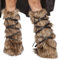 Faux Fur Long Leg Warmers and Fluffy Sleeves Set for Women, Soft Boot Shoes Cuffs Cover, Warm Furry Costume Leg Socks, Carnival Cosplay Christmas, Halloween Costume Accessories (Brown leg warmers)