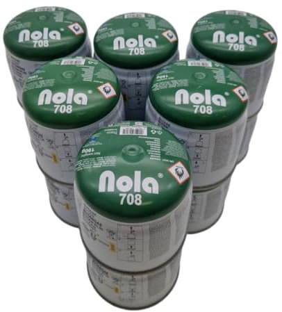 NOLA Cartuchos de Gas butano 190 g (Pack de 8) | Cartuchos universales para hornillos, lámparas y quemadores de Camping | Compatible con Dispositivos de Cartucho 708