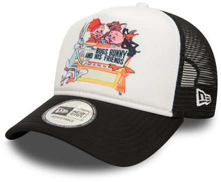 New Era Bugs Bunny Berretto da Camionista Looney Tunes Cartone Animato Regolabile Maglia Nero Bianco Cappellino
