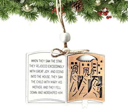 Zuasdvnk Adornos de madera de belén de Navidad, adorno de madera para árbol de Navidad, escena de belén, accesorios de fotografía, tallado, manualidades, decoración de temporada para estantería, sala