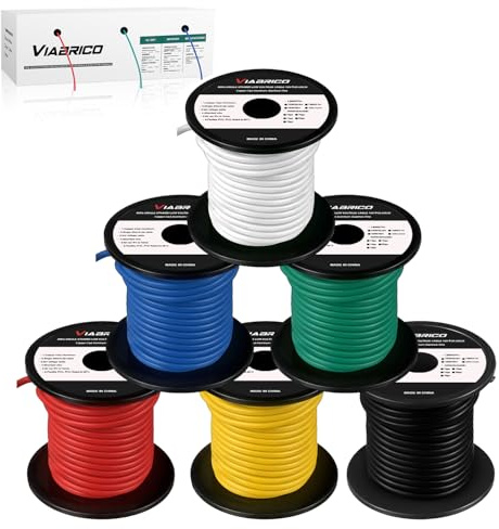 VIABRICO 14 Gauge Wire - 600FT, 100ft Spool, 6 Colors, Copper Clad Aluminium, Low Voltage, Hookup Wire Kit for Breadboard/Automotive/DIY/Battery