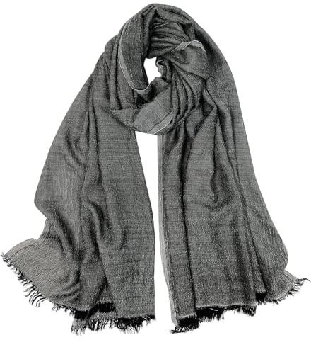DAMILY Écharpe Homme Douce Coton, Foulard Écharpe Longue Chale Stole pour Automne, Chaud Echarpe Chaude pour les Hommes, 95x195 cm (Gris Noir)
