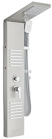 TATITZRO Termostatisk duschblandare matt svart LED-duschpanel vattenfall regndusch kran set spa massage badkar duschpelare dubbelhandtag torn