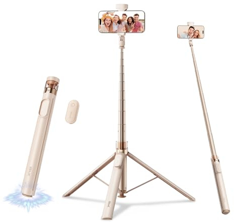 SEAJIC 66 Automatic Phone Tripod Stand with Remote, Cell Phone Tripod for iPhone Video Recording & Live Streaming, Adjustable Selfie Stick Tripod for Content Creators, Vloggers