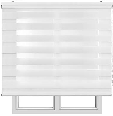 Estores Enrollables Noche y Día Elegantes con Tejido de Doble Caída para Puertas y Ventanas, Estor Noche y Dia de Fácil Instalación con Filtrado de Luz Ajustable STORESBASIC Blanco 120x180