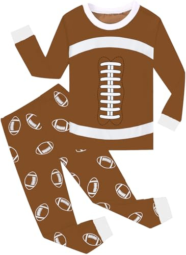 Boys Pajamas American Football Loungewear Set 2-Piece Fun Long Sleeve T Shirt & Pants Toddler PJs Sets Kid Cozy Sleepwear Size 2t