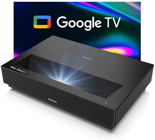 WEMAX Nova Pro 4K Ultra Short Throw Projector, 150 ALPD Laser TV with Smart Google TV, 2100 ISO Lumens, Dolby Audio, UST Projector for Movie, WiFi Bluetooth, Built in Google Assistant (Black)