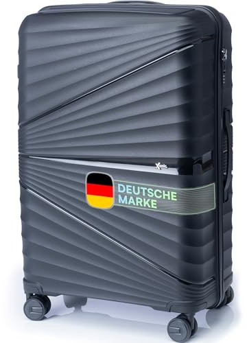 Xonic® Hartschalenkoffer XL für 100L - Bruchsicherer Rollkoffer Polypropylen mit 360° Doppelrollen & TSA-Schloss - Reisekoffer Schwarz