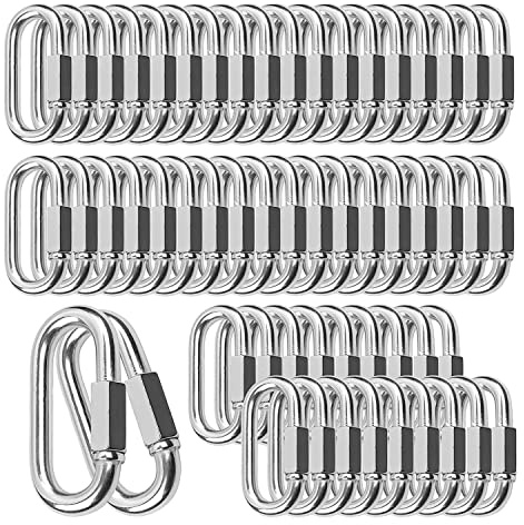 Buhdjfnke 30 PZ M6 Maglie Maglie Un Catena Connettore Moschettone, Chiusura Un Vite Moschettone di Bloccaggio Ovale per Catena di Sicurezza Amaca