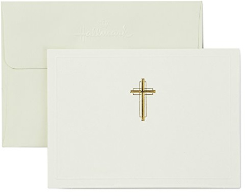 Hallmark Religious Blank Cards, Gold Cross (20 Cards with Envelopes)