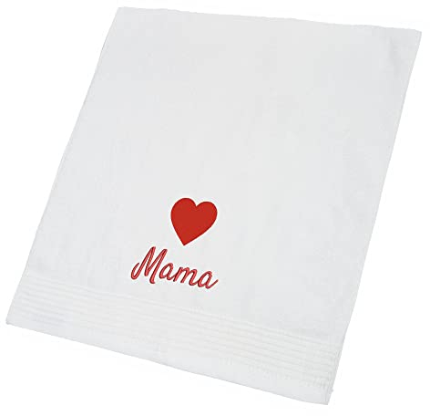 Wolimbo Duschhandtuch Bestickt mit Namen und Motiv - 70x140 cm - Weiss - weiches Duschtuch personalisiert - Geschenk