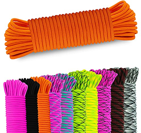AMZoutdoor® Paracord 550 Corde | Corde Paracord | 7 brins de Noyau | Équipement de Plein air | Cordes Paracord pour Collier de Chien | Laisse de Chien Paracord (Néon Orange, 5 mètres)