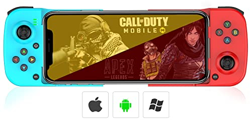 Megadream Mobile Game Controller Gamepad for iPhone iOS Android PC: Works with iPhone 16/15/14/13/12/11, iPad, Samsung Galaxy, TCL, Tablet, Call of Duty, Diablo Immortal - Directly Play (Blue+Red2)