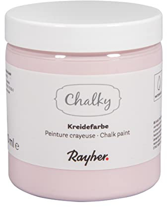 Rayher Powder Pink Chalky Finish Paint for Vintage Style Crafts, Water-Based Chalk Paint for DIY Shabby Chic Furniture, Wall Paint with a Chalk Finish, 230ml, 35048270