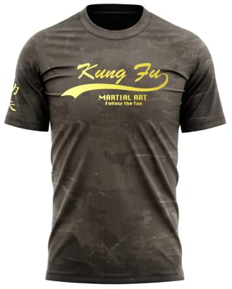 TAO Kung Fu Tshirt Dry Fit T-Shirts for Men Martial Art Sport Shirts Polyester T Shirt Sublimation Short Sleeves Round Neck (Kung Fu Grey, Size M)