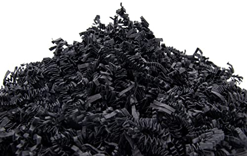YOTEI SPIRIT® 150 g de papier noir déchiqueté pour remplissage – Copeaux de papier pour cadeaux, paniers, boîtes et colis – Matériau d'emballage de protection et décoration (Noir, 150 g)
