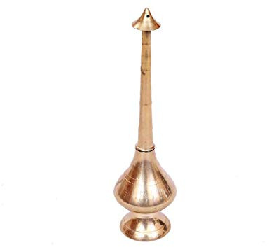 Aashita Creations Brass Bottle for Gangajal (Holy Water) and Perfume Spray/Rose Water Sprinkler(Gold_5 x 18 x 5 cm)