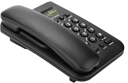 Akozon Festnetztelefon, Telefon mit Schnur, Telefon Festnetz Telefon Kabelgebunden Analoges Telefon Wandtelefon Schnurtelefon für Home Hotel Office (Schwarz)