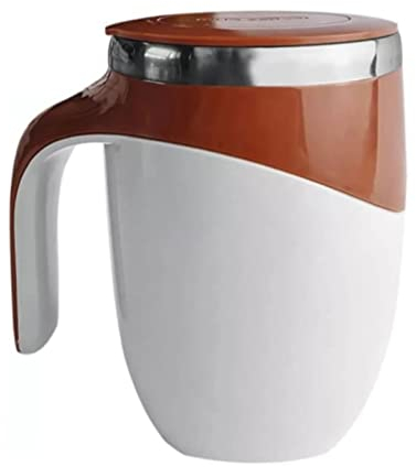 Tazza da Caffè con Agitazione Automatica, Tazza da Caffè con Agitazione Magnetica Automatica in Acciaio Inossidabile da 380 Ml con Coperchio, Bicchiere da Caffè Riutilizzabile con (Marrone)